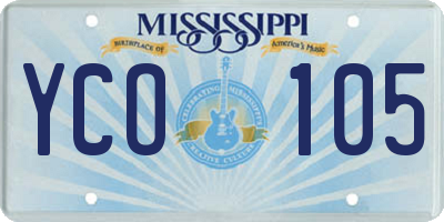 MS license plate YCO105