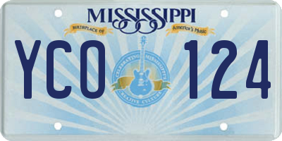 MS license plate YCO124