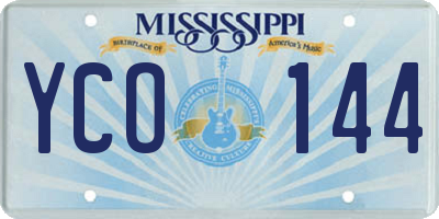 MS license plate YCO144