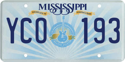 MS license plate YCO193