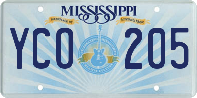 MS license plate YCO205