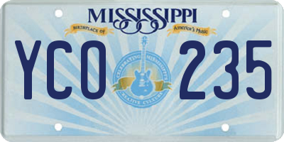 MS license plate YCO235