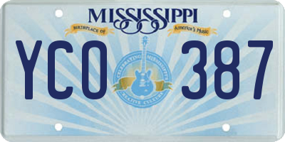 MS license plate YCO387