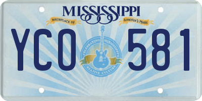 MS license plate YCO581