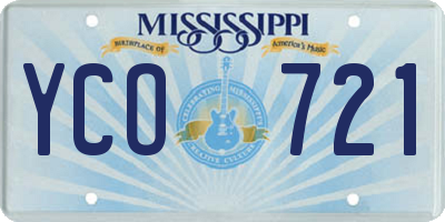 MS license plate YCO721