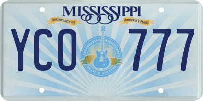 MS license plate YCO777