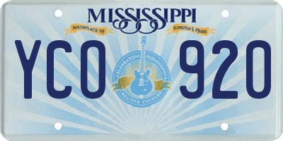 MS license plate YCO920