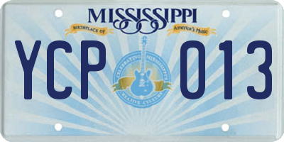 MS license plate YCP013