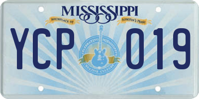 MS license plate YCP019