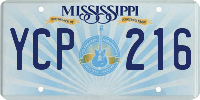 MS license plate YCP216