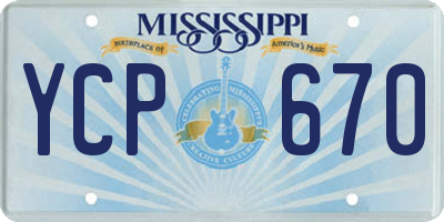 MS license plate YCP670