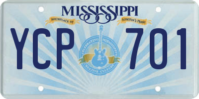MS license plate YCP701