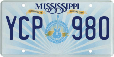 MS license plate YCP980