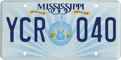 MS license plate YCR040