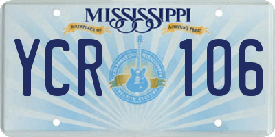 MS license plate YCR106
