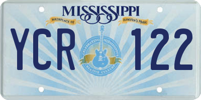 MS license plate YCR122