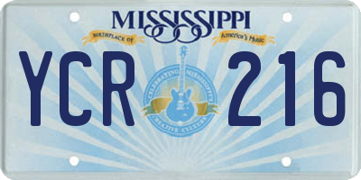 MS license plate YCR216