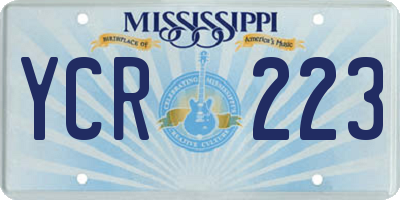 MS license plate YCR223