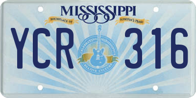 MS license plate YCR316