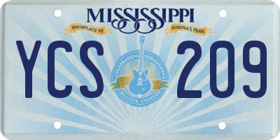 MS license plate YCS209
