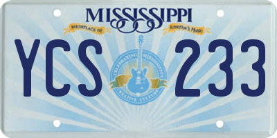 MS license plate YCS233