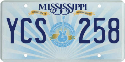 MS license plate YCS258