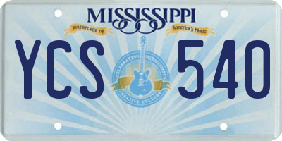 MS license plate YCS540