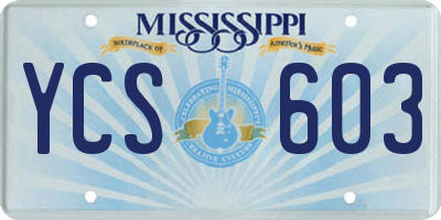 MS license plate YCS603