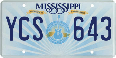 MS license plate YCS643