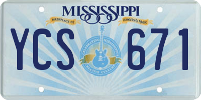 MS license plate YCS671
