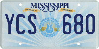 MS license plate YCS680