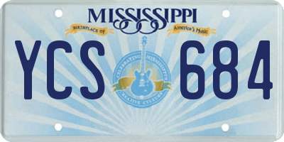 MS license plate YCS684