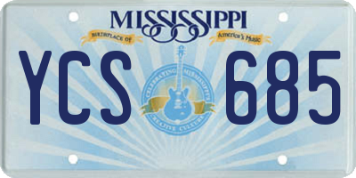 MS license plate YCS685