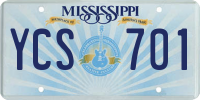 MS license plate YCS701