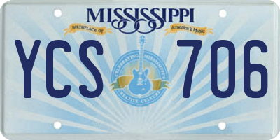 MS license plate YCS706