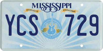 MS license plate YCS729