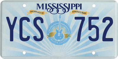 MS license plate YCS752