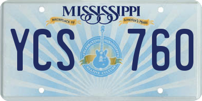 MS license plate YCS760