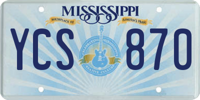 MS license plate YCS870