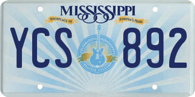 MS license plate YCS892