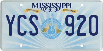MS license plate YCS920