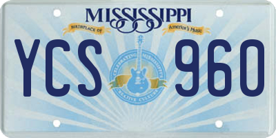 MS license plate YCS960