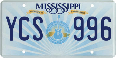 MS license plate YCS996