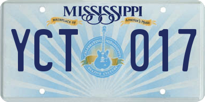 MS license plate YCT017