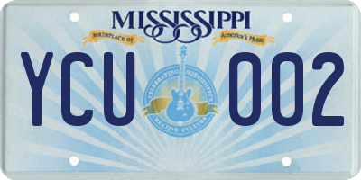MS license plate YCU002