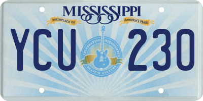 MS license plate YCU230
