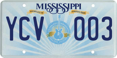 MS license plate YCV003