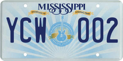 MS license plate YCW002