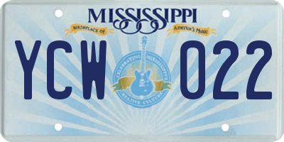 MS license plate YCW022
