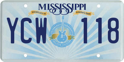 MS license plate YCW118